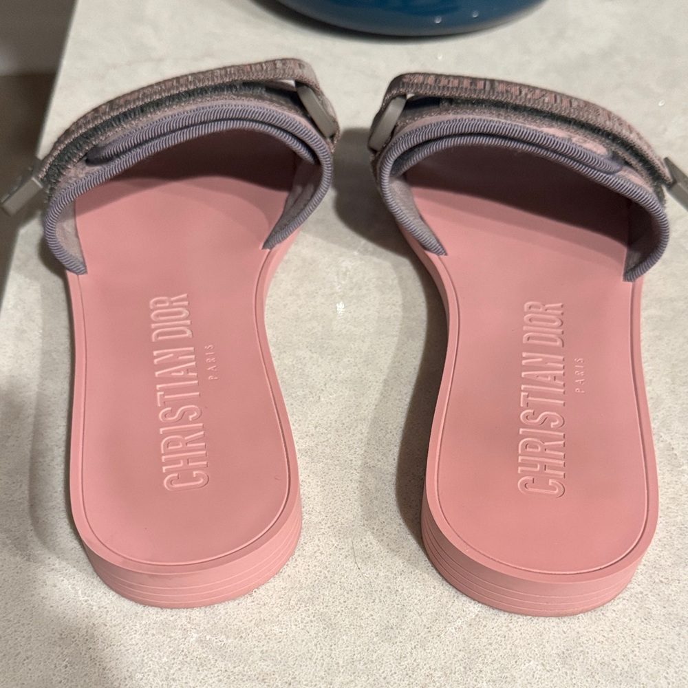 Dior Pink Logo Slide Sandals - Picture 2 of 4
